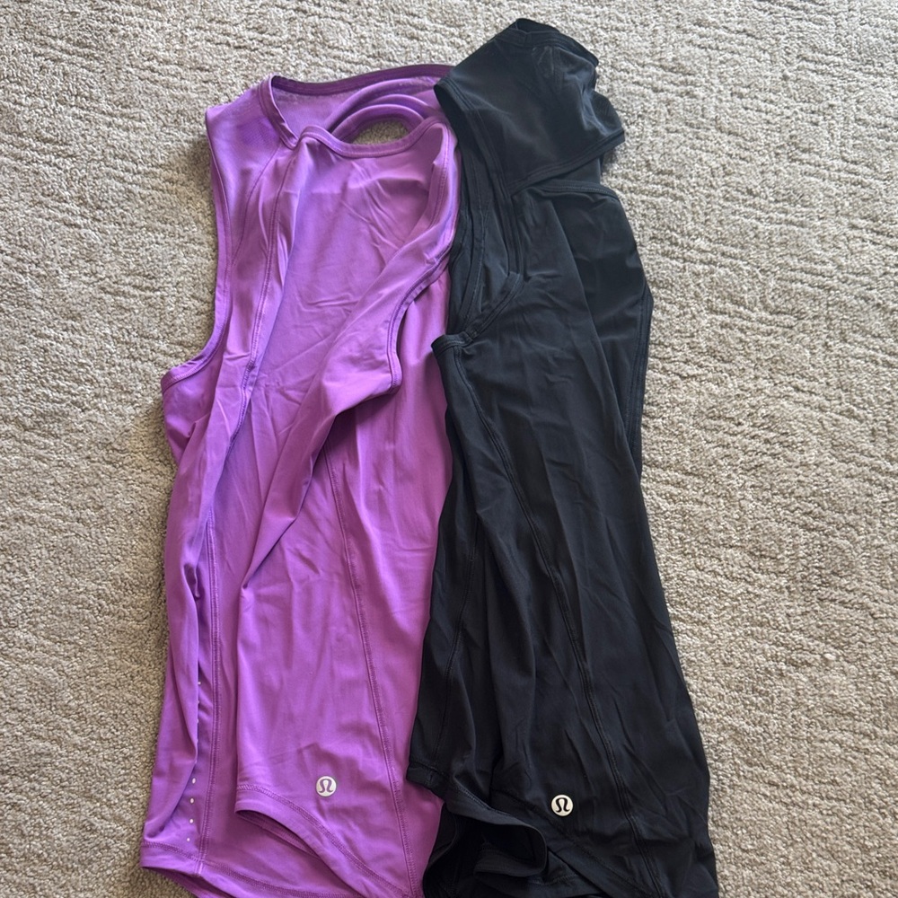 lululemon athletica Purple and Black Tank Tops
